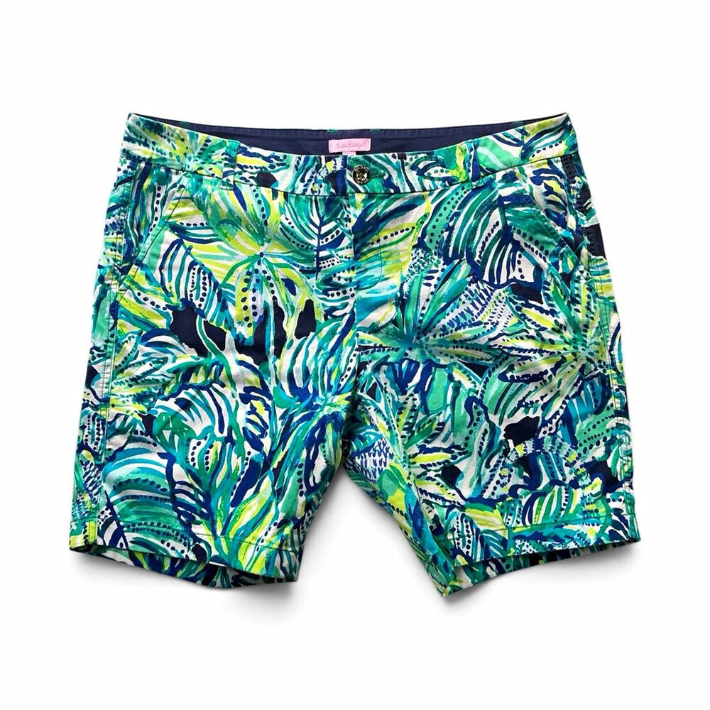Lilly Pulitzer Women’s Chino Shorts Floral Multicolor Pockets Size 16 5 in
